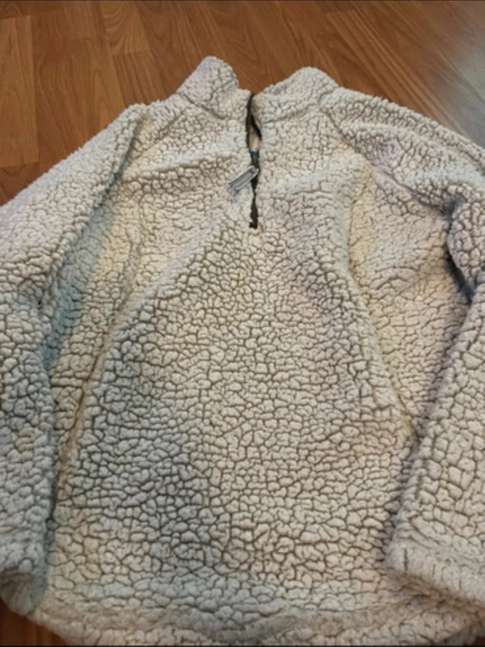 Ladies Cream Sherpa Quarter-Zip Pullover Sweater
